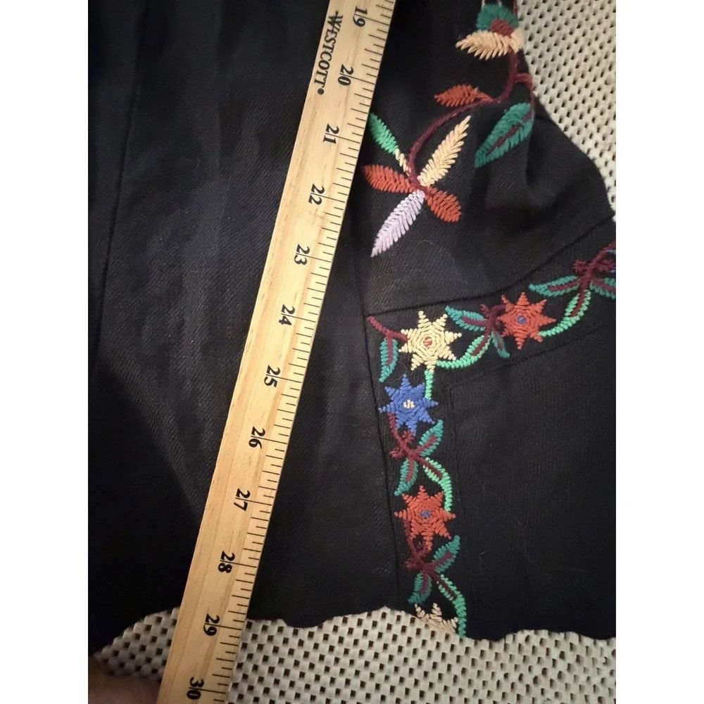 Zara Linen Romper S Floral Embroidered Black Bib Jumper Boho Hipster Open Back